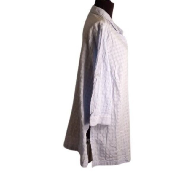 J.Jill 2X Womens Textured Seersucker Button Down Shirt Blouse Light Blue - Picture 4 of 10